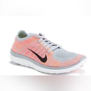 Nike Free 4.0 Flyknit Women's Size 9 Running Shoes Pink Gray